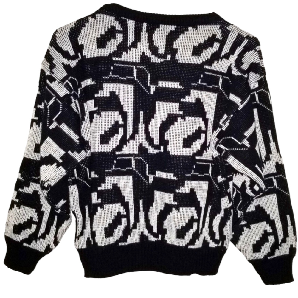 Vintage 80s GITANO Abstract Knit Sweater Retro - Picture 2 of 5